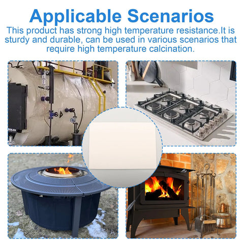 High-temperature gasket paper, 1/8 in thick, 7 x 10 in ceramic fiber sheet for wood stoves, boilers, kilns (6-pack).