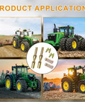 Image showing product applications with tractors using 2 Pack Quick Release PTO Pin Yoke Heavy Duty Coupler for Tractors.