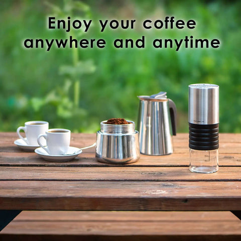 Stovetop Espresso Maker 9 Cup Moka Pot In Stainless Steel 450ml 15oz Easy Brew For Camping Or Home Use on wooden table
