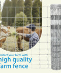 Heavy Duty Farm Fence 4Ft By 164Ft Galvanized Hog Wire Fence For Livestock Yard Cattle Sheep Goat Protection Zinc Coated 14 Gauge Steel Wire Twisted Weave Construction