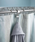 Chrome 60 Inch Adjustable Double Curve Shower Rod For 5 Foot Tubs Stainless Steel Easy Install Curved Design Tension Bar with towel hook