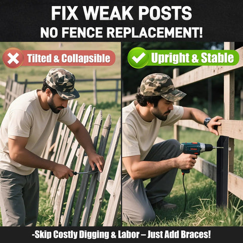 2 Pack Heavy Duty Fence Post Repair Stakes 31.6 Inches High Anchors For Fixing Broken And Leaning 4x4 And 6x6 Wood Posts