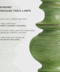 Rustic 27.5 Inch Table Lamp Set of 2 with 3-Way Dimmable Touch Control, USB Ports, green resin lamp body detail