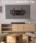 Wall Mounted White TV Cord Hider Kit With Two Pass Throughs Locking Brackets And Drill Attachment installed behind TV on wall