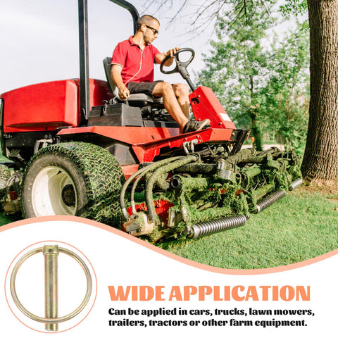 Heavy Duty Galvanized Lynch Pins With Ring Shaft Locking Pins 16 Piece Workhorse Kit on red lawn mower in action