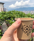 4 Oz Espresso Cups 100 Pack Kraft Disposable Paper Cups For Home Office Or Party held outdoors with coffee beans design