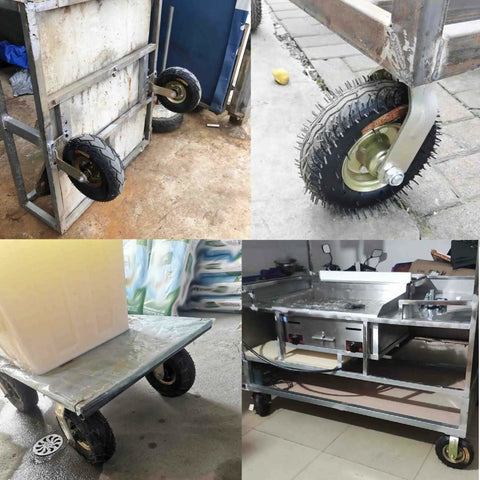 Four Pack Heavy Duty Swivel And Fixed Caster Wheels Constructed From Sturdy Steel Plates And Equipped With Double Ball Bearings For A Slick Floor Saving Roll on utility carts.