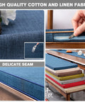 Custom Size Bench Cushion With Linen Cover And Zipper For Indoor Outdoor Benches Universal Fit Seat Pad shown in various colors.
