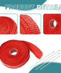 Badass Titanium Fiberglass Exhaust Heat Wrap 16 4 Ft Thermal Insulation For Cars Trucks And Motorcycle Engines Handles 2000 Degrees With Beefed Up Steel Cables In Red, showcasing red fibreglass wrap roll.