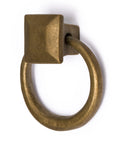 Peg and Ring Pulls 2 Inch Set Of 2 Solid Brass Cabinet And Furniture Hardware with square mount holder, for drawers and doors.