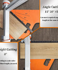Laminate And Vinyl Floor Cutter 13 Inch With Wheel, One Step Angle And Length Cut for Laminate, Engineered Wood, shown cutting angles