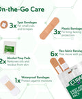 On-The-Go First Aid Kit With 15 Must-Have Essentials In A 12 Pack Bundle, Travel Ready Emergency Set With Alcohol Prep Pads, Flex-Fabric Bandages, Waterproof Plasters