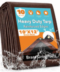 10x12Ft Heavy Duty Tarp With 10 Mil Thickness Waterproof Tear Resistant Poly Tarp With Reinforced Edges And Brass Grommets