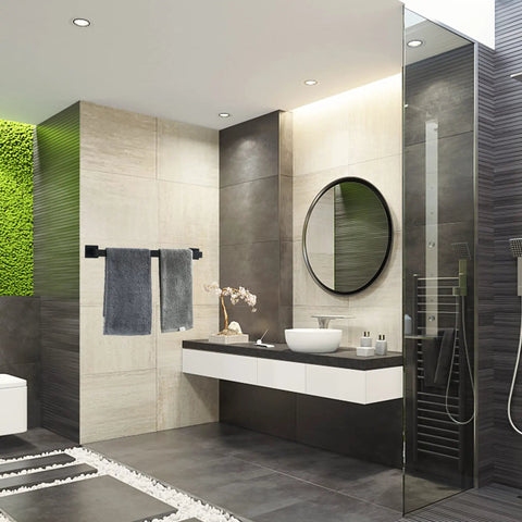 Matte Black Single Towel Bar Wall Mount Rack Made Of Stainless Steel 24 Inch Heavy Duty Towel Holder For Bathroom Rust Proof