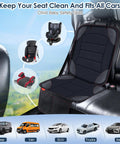 Universal Car Seat Protector For Kids And Pets, Waterproof Non Slip Leather Mat With 2 Mesh Pockets shown on car seat