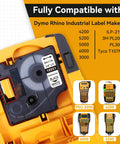 Tough As Nails Heat Shrink Tube Labels For Wires And Cables Quarter Inch shown in Dymo Rhino Label Maker compatibility chart.
