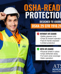 OSHA-ready protection infographic showing safety benefits of ATS guard, aligned with OSHA 29 CFR 1910.212 requirements.
