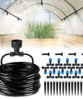 Easy To Use 59-Ft Greenhouse Misting And Drip Irrigation Kit with 1/4-Inch Tubing, quick connect, sprinkler heads, and detachable parts