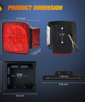 LED Trailer Light Kit 2 Pack Square Stop Turn Tail Side Marker Lights With Beefy Steel Mounting Box dimensions diagram