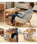 C Shaped Rolling Side Table With Wheels Solid Wood 4-In-1 Adjustable Desktop Compact Under Sofa Or Bed Perfect Small Rolling Desk