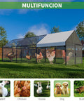 Roomy Metal Chicken Coop With Weatherproof Cover For Outdoor Backyards Walk In Hen House For Chickens Ducks Rabbits