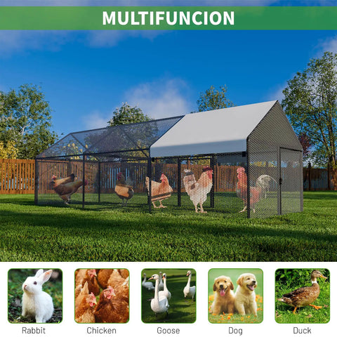 Roomy Metal Chicken Coop With Weatherproof Cover For Outdoor Backyards Walk In Hen House For Chickens Ducks Rabbits