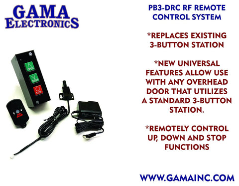 Remote Control System For Commercial Overhead Doors PB3-DRC Replacement With Wireless RF Remotes, black finish, easy install