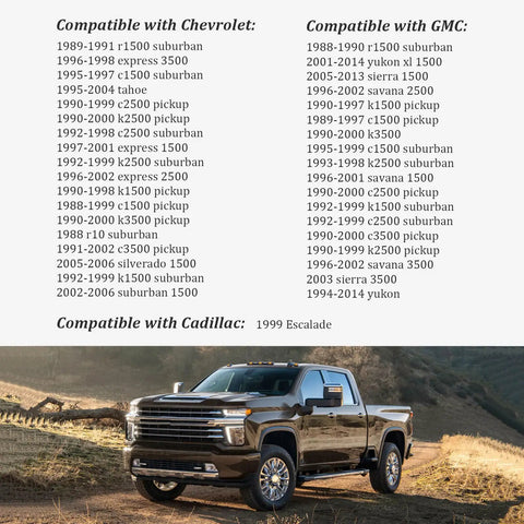 Chevrolet and GMC compatibility list with truck featured for 24Pcs Wheel Lug Nut Covers M27x2.0 Bolt Caps For Wheel Nuts Protective Caps And Car Style Upgrade Lug Nut Caps Auto Accessories For Rim Style OEM Compatible 1.56 Inch Tall Fits Nuts Up To 1.38 Inch High