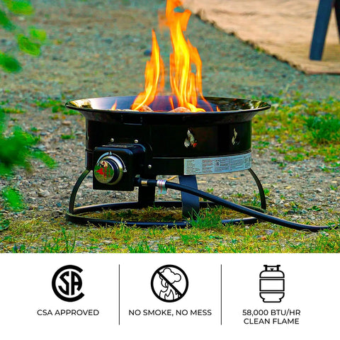 Go-To Portable Propane Fire Pit 19-Inch Smokeless Gas Firebowl With 58,000 BTU outdoors