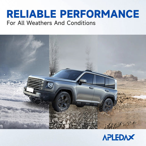 SUV driving through different weather conditions representing reliable performance for all climates.