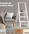 Aluminum 3 Step Foldable Ladder With U Shaped Handgrip Lightweight Home Utility Stool For Kitchen Garage Garden Indoor Outdoor Use Reach High Shelves And Cabinets, white, for various floors