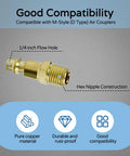 Beefy Heavy Duty Brass One Quarter Inch NPT Male Air Hose Adapter Kit With Quick Connect Fittings Coupler And Plug Four Piece Air Compressor Fittings Set Industrial Grade Rust Resistant Durable