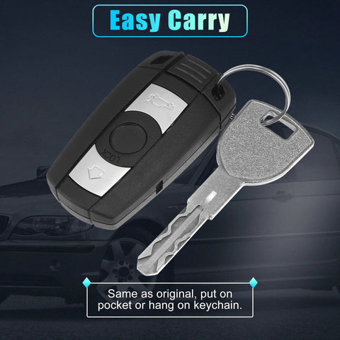 Two Pack 315MHz BMW Keyless Entry Remote Fob Replacements For 1 3 5 6 Series 2006 Through 2014 with door key and car image