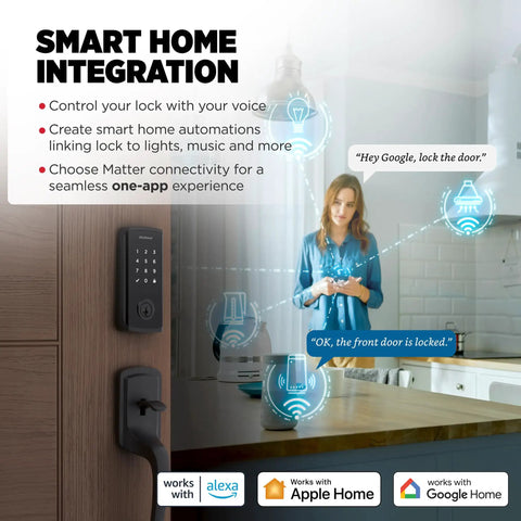 Next Level Home Security With This Premium Matter Smart Deadbolt Packed With Geofence Auto Unlock And WiFi Keyless Entry Hassle Free Matte Black Install Plays Nice With Alexa Apple Home And Google