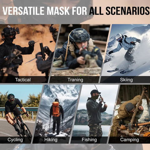 Unisex Balaclava Face Mask And Neck Gaiter For Outdoor Adventures Full Head Wrap Cooling Tactical Hood Open Balaclava Scarf Saharan Style Fits 56 To 59 Cm Head Circumference Great For Hiking Cycling Motorsports Under Hats Helmets in various activities including skiing, cycling, and camping.