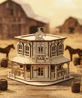 Wild West 3D Wooden Puzzle Kit For Adults And Teens, Miniature cowboy saloon desktop model, 5.91 x 5.91 x 6.3 in