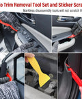 Trim Removal Tool Set With Pick And Clip Remover showcased in auto interior panel disassembly using safe nylon tools.