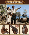 Top Shelf Medieval Adventurer Kit Beefy Leather Belt Fitted Arm Bracers Canvas Coin Purse Iron Keychain Vintage Locket Prime Gear for Halloween cosplay display