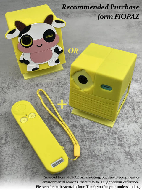 Sweet Soft Silicone Case for Nex Playground Game System in yellow with milk cow print design and remote.