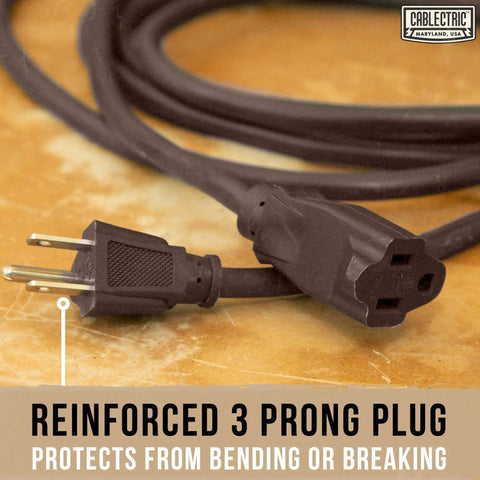 Brown Outdoor Extension Cord 25 Ft Heavy Duty 16/3 With 3 Prong Grounded Plug Weatherproof Exterior Cable 13 Amp