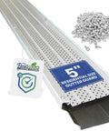 Gutter Guard System For 5 Inch Gutters, Aluminum Leaf Protection, USA Made, 125 Feet, White, 50 Year Durability, Heavy Gauge 0.018 Inch