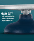 US Art Supply 12-inch sculpting wheel; blue metal base with ball-bearing turntable (close-up view).