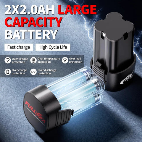 Cordless 18V Electric Ratchet Wrench Set With Variable Speed and LED Light showing dual 2.0Ah batteries