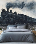 Epic Vintage Steam Trains 3D Wall Mural For Bedroom And Living Room, Giant 169 By 118 Inch Canvas Wall Art With Classic Locomotives