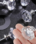 Sparkling Crystal Diamond Glass Cabinet Knob Set 30mm 1.18 Inch Clear Crystal Pulls With Three Size Screws For Dresser Cabinet Closet Doors Upgrade For Your Home Decor, clear glass knob in hand