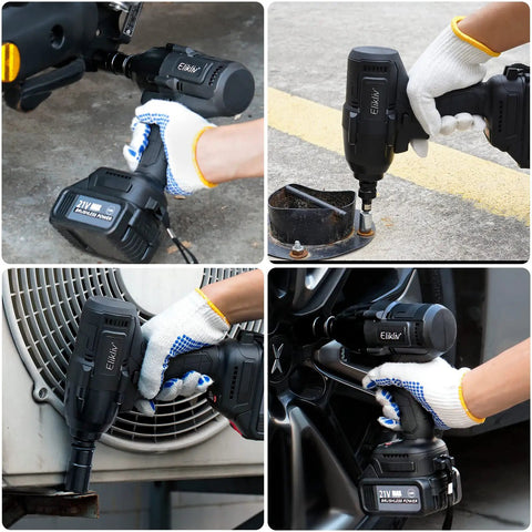 Person using Cordless Impact Wrench With Half Inch Drive, 600 Nm Max Torque, 21V 4.0Ah Battery on various applications