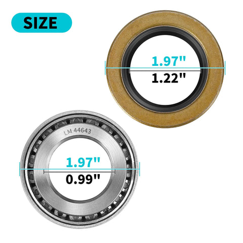 Top Tier Heavy Duty Front Wheel Hub Bearing Plus Grease Seal Kit No Sweat Rebuild Fix For Ezgo Txt Gas And Electric Golf Carts Since 1976 Up with sizes 1.97" and 0.99"