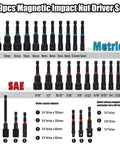 AutoViteX 29-piece magnetic nut driver set with SAE/Metric bits and 1/4 in hex shanks in storage case