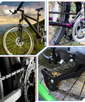 Composite image of bicycles and chains, showcasing uses for 80H Heavy Duty Roller Chain 10 Ft Long With 1 Connecting Link, Carbon Steel, 120 Links