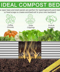 Three Piece Galvanized Raised Garden Bed Set For Outdoors 36 Inch By 18 Inch Above Ground Planter With vegetables and compost.